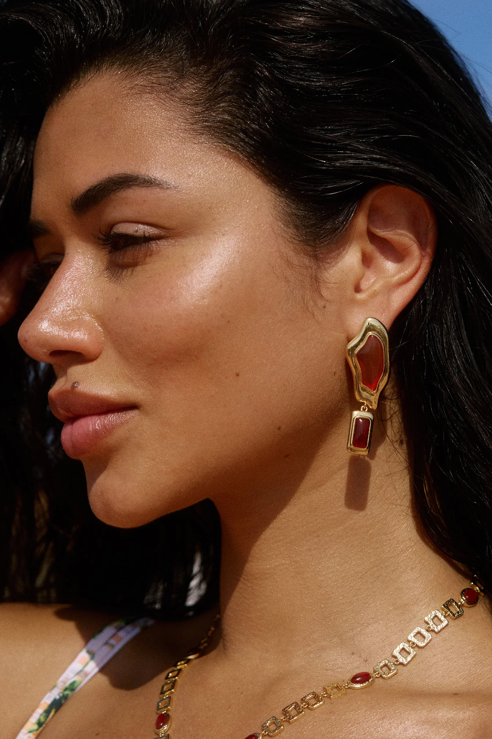 Sombra Earrings in Red Agate - Image 6
